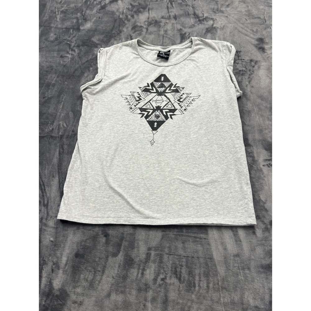 Cotton On T Bar Muscle Tee Mens Large Gray Tribal Geometric Graphic Tank Top